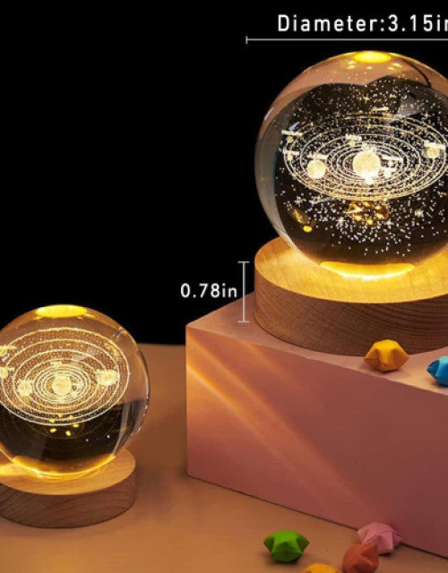 Crystal ball Crystal Planet Night Light Laser Engraved Solar System Globe Astronomy Birthday Gift Home Desktop